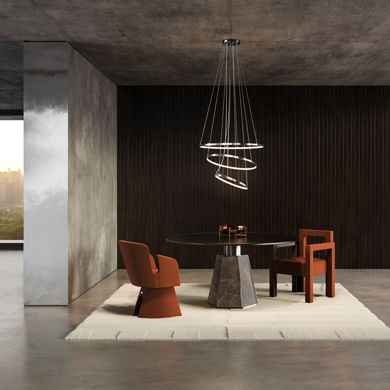 Texas Dining Table with Gateway Suspension lamp