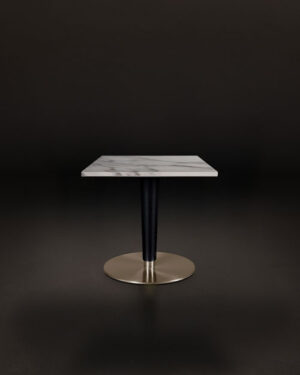 Atlanta Dining Table features an Nero Marquina marble top