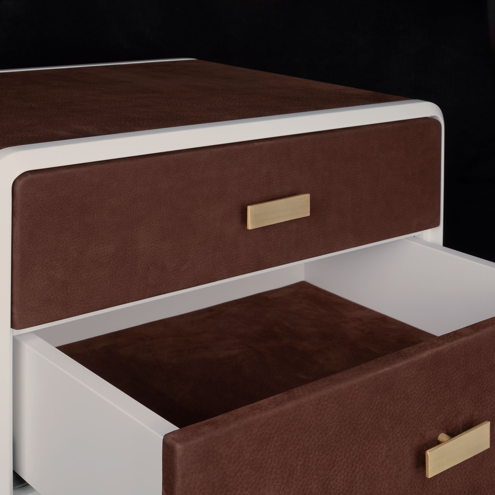 Phoenix Bedside Table with open drawers detail