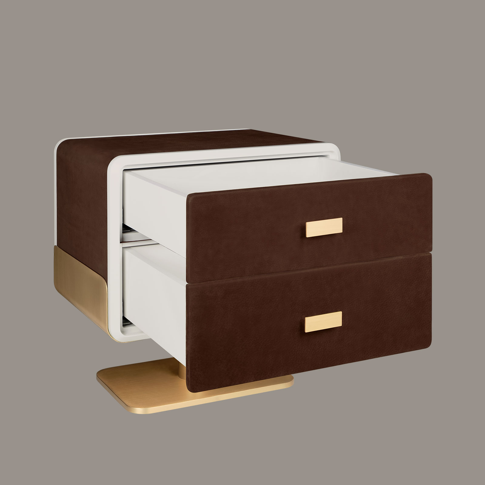 Phoenix Bedside Table with both open drawers