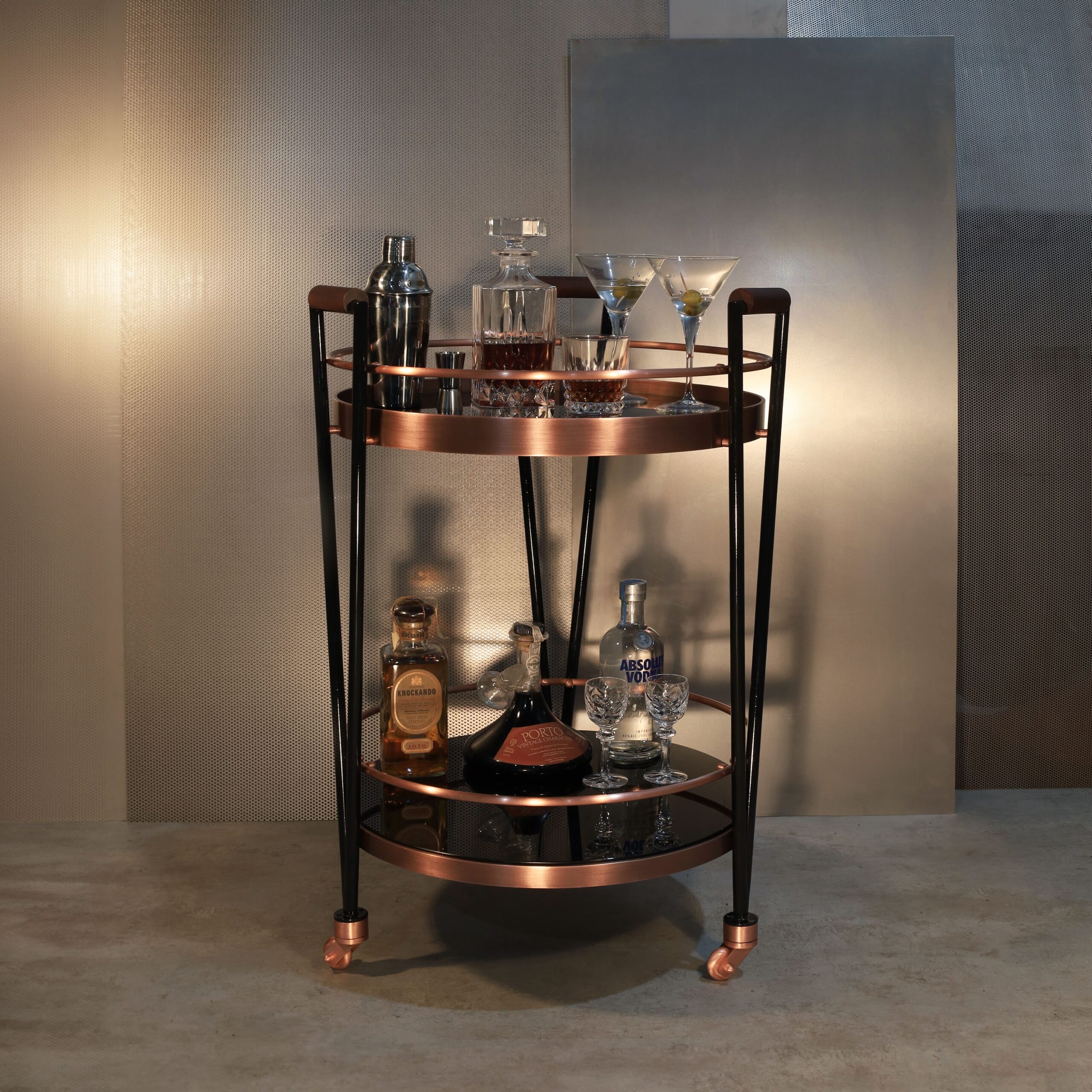 Crossroads Bar Cart Set By Porus Studio Decor Trends