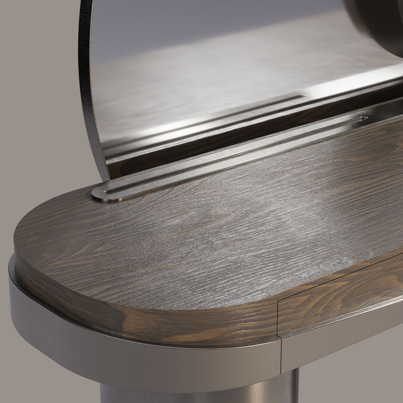 Aldrich Dressing Table mirror and table detail Aldrich Dressing Table mirror and table detail