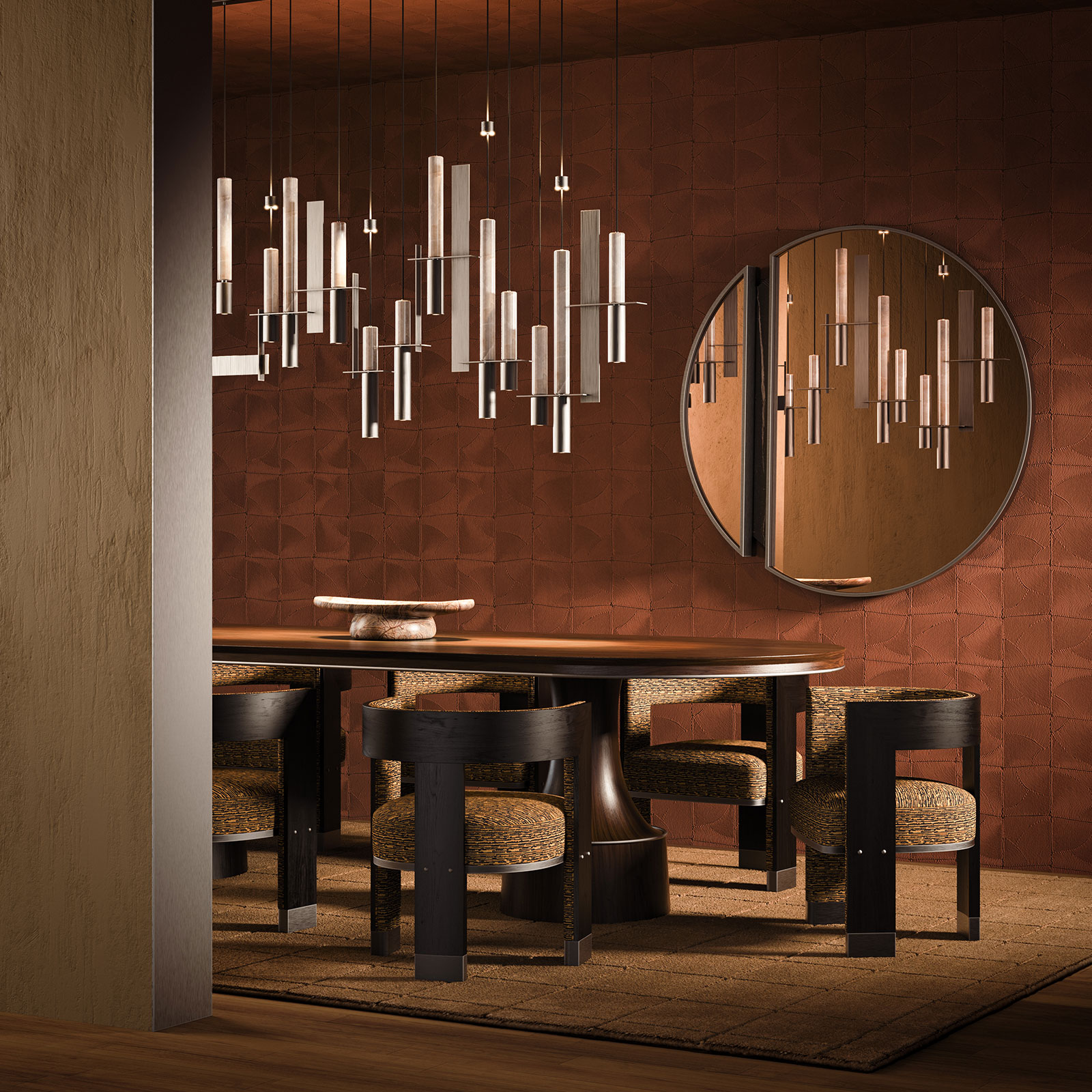 Buck Oval Dining Table with Brooklyn Dining Chairs in dining room setting Buck Oval Dining Table with Brooklyn Dining Chairs in dining room setting