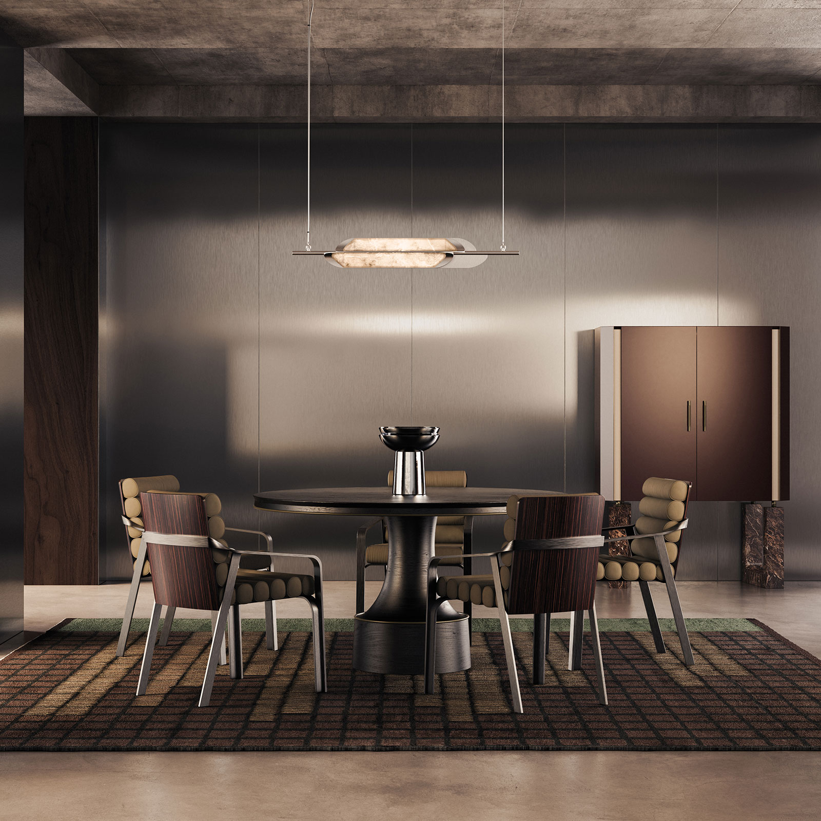 Glacier II Pendant Lamp, Buck Dining Table and Ohio Dining Chair in Dining Room set Glacier II Pendant Lamp, Buck Dining Table and Ohio Dining Chair in Dining Room set