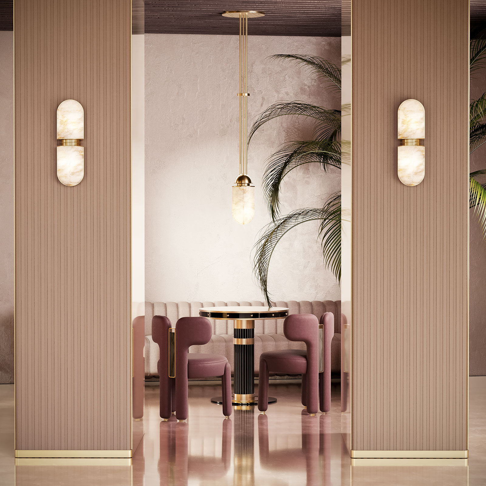 Russell II Wall Lamp, Russel Pendant Lamp,, Willis Dinig Table and Idaho Dining Chair in Dining Room Set Russell II Wall Lamp, Russel Pendant Lamp,, Willis Dinig Table and Idaho Dining Chair in Dining Room Set